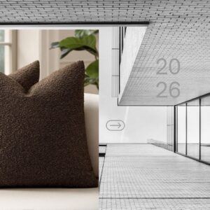 Set of 2 dark brown boucle throw pillow covers with soft textured fabric for couch, sofa, bed, and cozy modern farmhouse living room home décor.