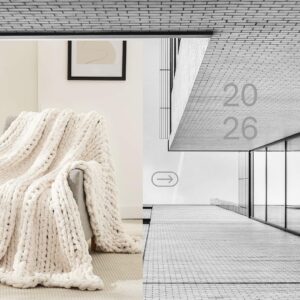 Soft chunky knit chenille throw blanket with handmade cable crochet texture for couch, sofa, bed, and cozy modern farmhouse home décor.