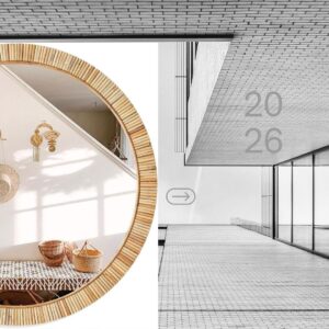 24 inch round rattan wall mirror with natural woven boho frame for bathroom, bedroom, vanity, living room, and modern farmhouse home décor.