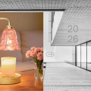 Pink tulip candle warmer lamp with adjustable height, dimmer, and timer for scented jar candles, flameless wax warmer and cozy bedroom home décor gift for women and moms.