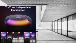 Govee RGBIC smart uplighter floor lamp with ripple projector effects, colorful LED ambient lighting, and modern corner standing design for living room, bedroom, gaming room, and smart home décor.
