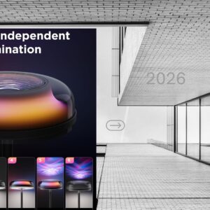 Govee smart RGBIC floor lamp with dynamic ripple projector lighting, adjustable warm and cool white LED illumination, and modern corner standing design for living room, bedroom, gaming room, and smart home décor.
