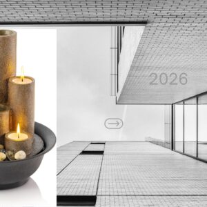 Indoor tabletop tiered water fountain with cascading waterfall feature, built-in tealight candle holders, and brown Zen-style design for relaxing bedroom, office, meditation, and home décor spaces.