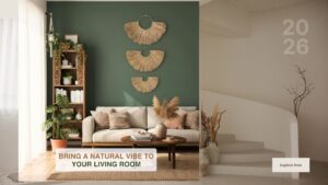 Handwoven seagrass wall basket set with fan-shaped boho design displayed as natural wall decor in a modern farmhouse living room.