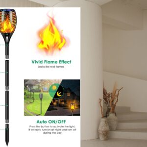 TomCare Solar Torch Lights Outdoor – 99 LED Flickering Flame Waterproof Solar Pathway Lights for Garden, Patio & Yard Decor (4 Pack)