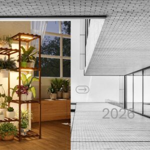 Bamworld Plant Stand with Grow Light – Large Multi-Tier Plant Shelf for Multiple Pots, Indoor Plant Holder for Living Room, Patio & Balcony, Boho Home Decor with Warm LED Light for Gardening